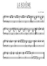 Téléchargez l'arrangement pour piano de la partition de La bohème en PDF